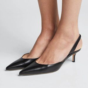 Carolyne Leather Low-Heel Slingback Pump